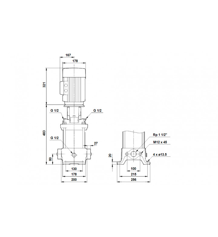 Помпа хидрофорна, многостъпална, CRE10-05 A-A-A-HQQE, 60Hz, 10 m³/h