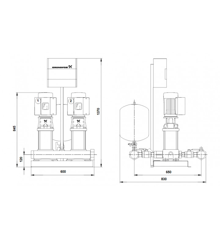 Помпа хидрофорна HYDRO MULTI-E 2 CRE 5-10 U2 A-A-AA, 17 m³/h