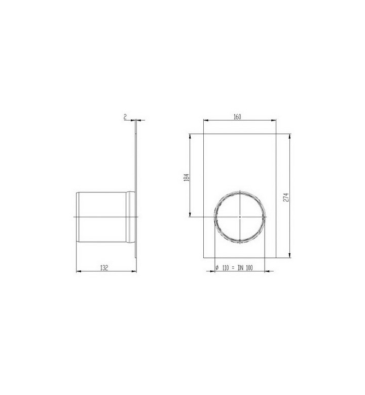 FASERFIX KS 100 Челна плоча, поцинкована с щуцер DN100