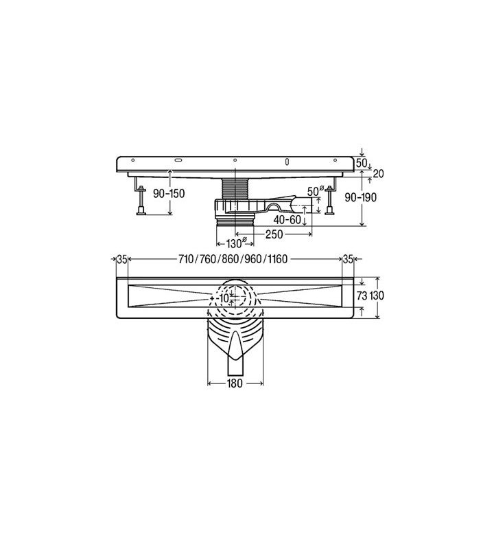 Viega Advantix Basic душ канал 750 mm.