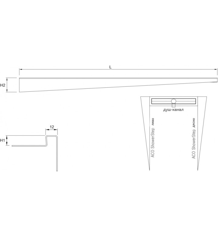 Лайсна Showerstep лява 990mm