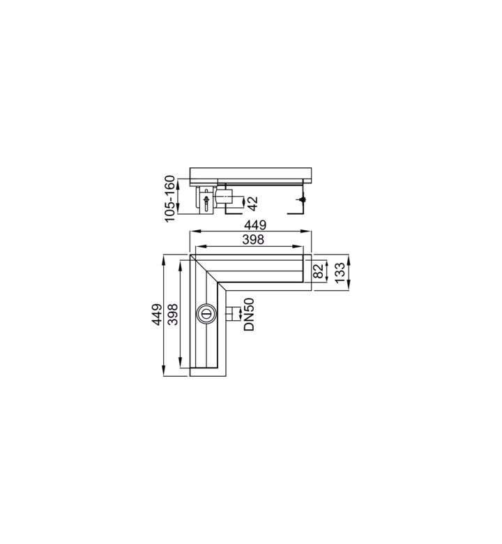 Сифон за под ShowerDrain E corner, WAVE, ъглов с решетка 84x400x400mm