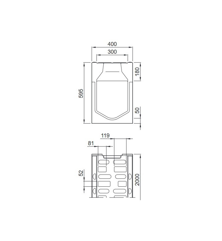 Отводнителен улей ACO MONOBLOCK RD 300V, L-200 cm , цвят натюр