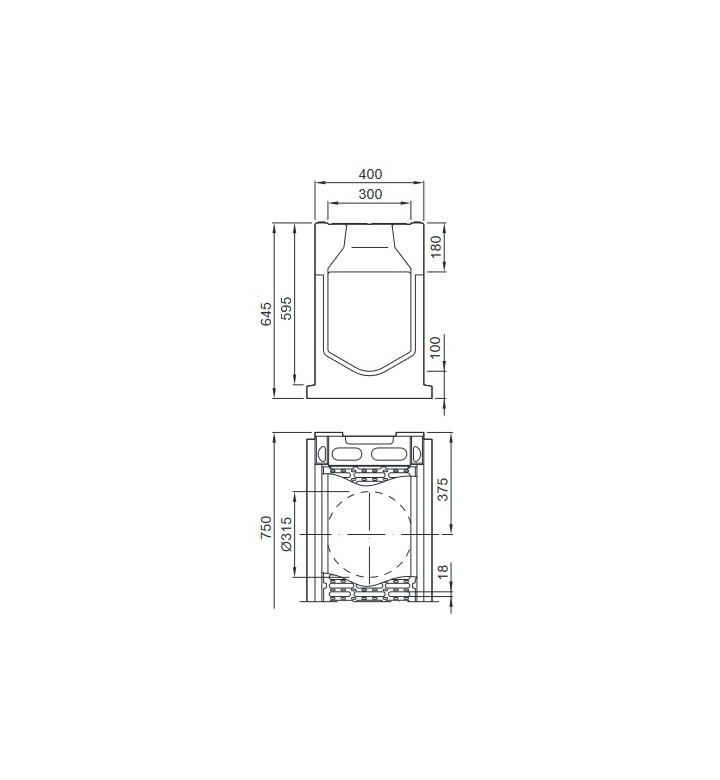 Ревизионен елемент ACO MONOBLOCK RD 300V 0.1, L-75 cm