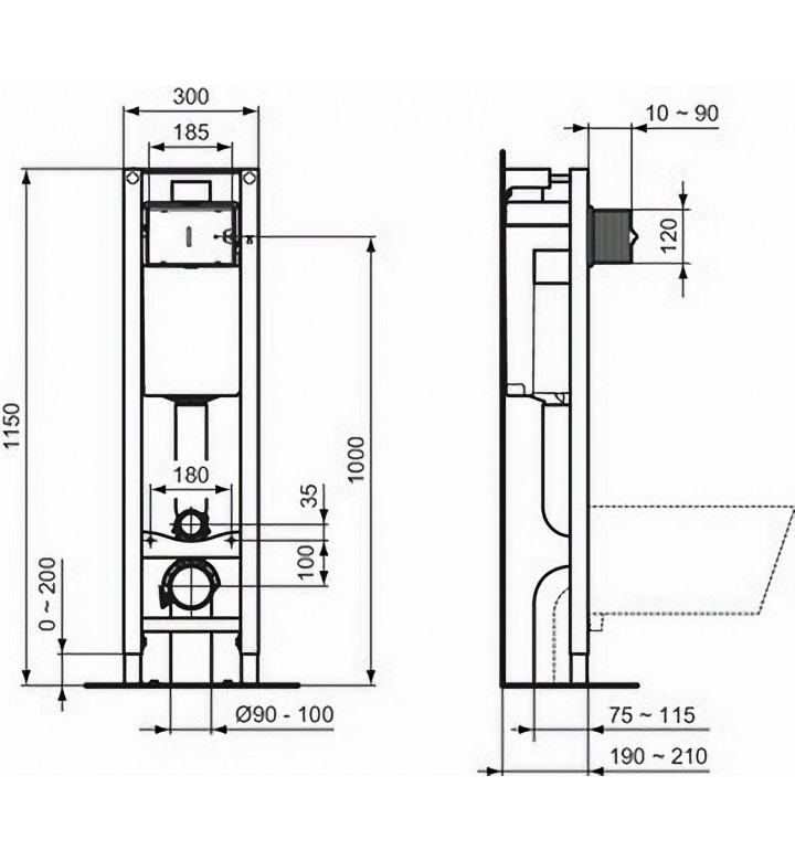 Комплект WC за вграждане , E2332AA + E406501 + E131801, Seva Fresh, R052801