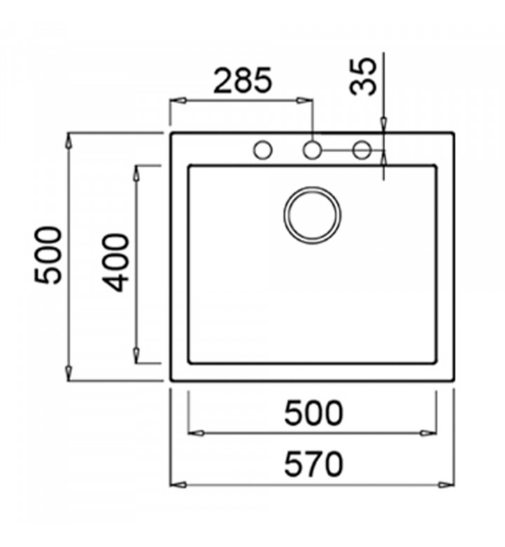 Умивалник ТЕКА гранит ForSquare 50.40, черен