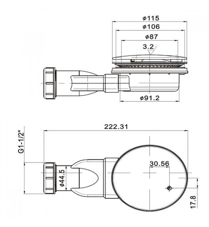 Сифон за поддушово корито, 90 mm