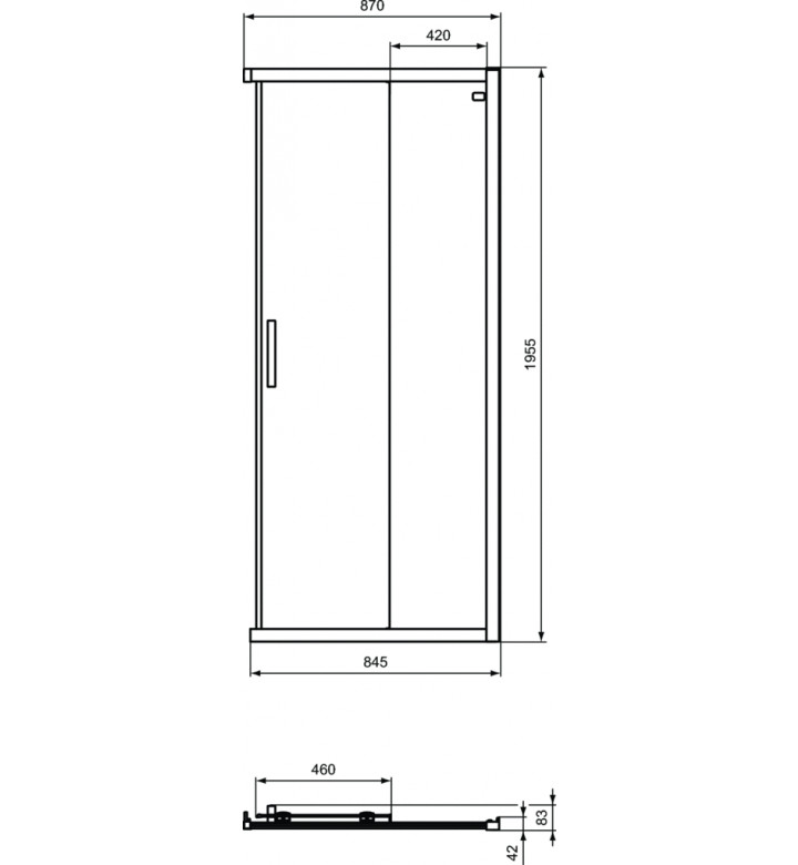 Душ кабина Connect 2, квадратна 900 mm, прозрачна Ideal Clean