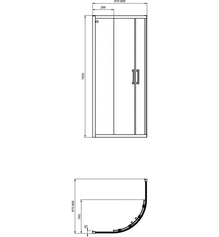 Заоблена, ъглова душ кабина, 900 x 900 mm, Connect 2