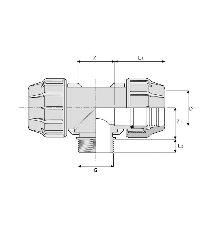 Тройник с външна резба ф 40 - 1 1/2 "