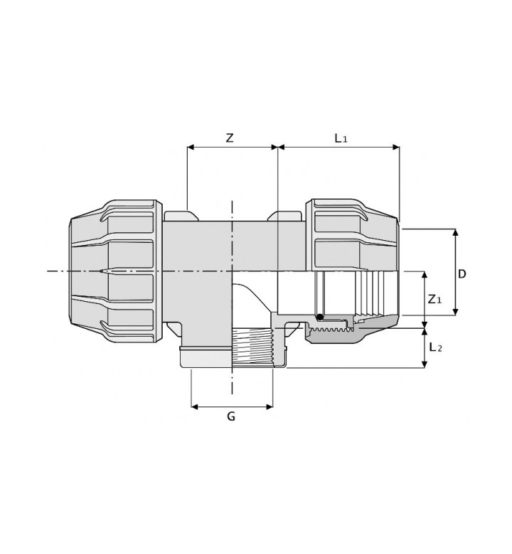 Тройник с вътрешна резба ф 20 - 1/2 "