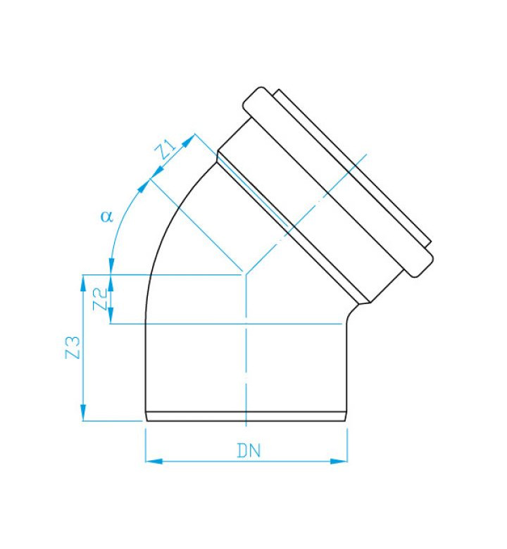 Коляно канализационно PP ф 32 mm - 15°