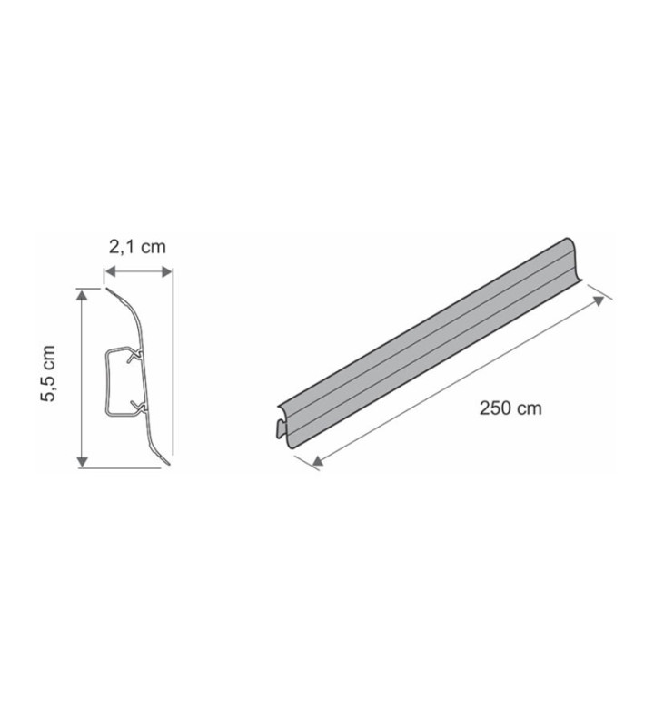 Подов перваз с кабелен канал PVC FLEX Ироко 550