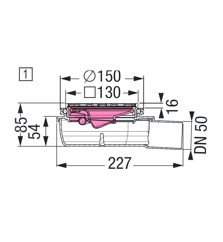 Сифон подов ф 50 mm, 120x120 mm