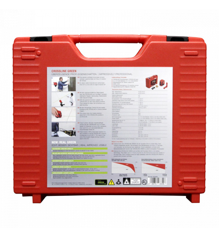 Линеен лазерен нивел SOLA crossline - 25M/зелен