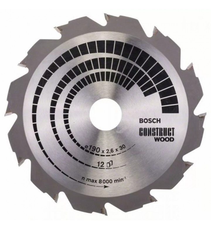 Диск за циркуляр, ф 190 mm х 30 х 12 TR, FWF BOSCH Construct wood