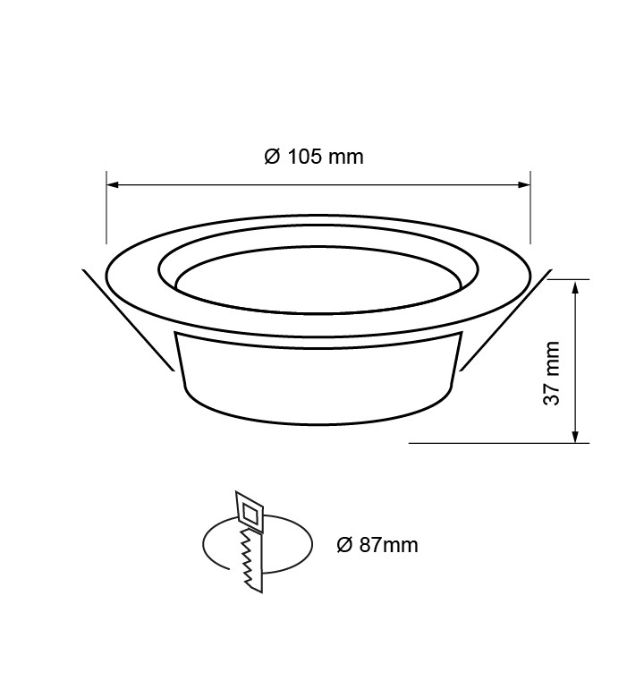 LED Луна за вграждане LLV1242 IP44 12W 4200K неутрална