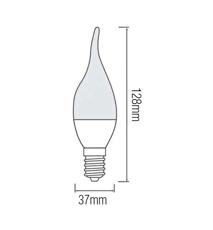 LED крушка, Е14, 6W, 6400K, пламък