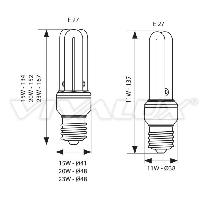 Крушка енергоспестяваща Eco Line 36 3U 15W E27 6400K