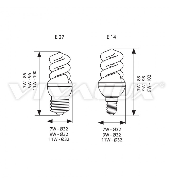 Крушка енергоспестяваща Mini Spiral MSP22 7W E14 2700K