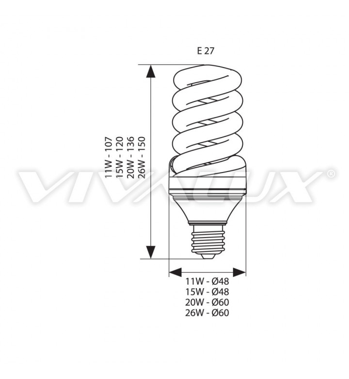 Крушка енергоспестяваща Full Spiral FS22 11W E27 2700K