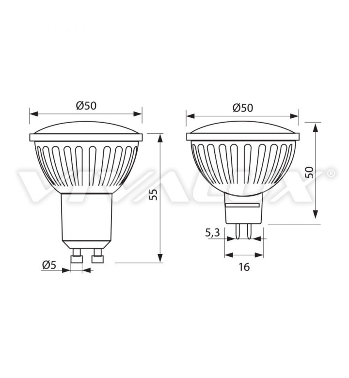 Крушка LED XARD - XL MR16 5W G5.3 WW 3000K