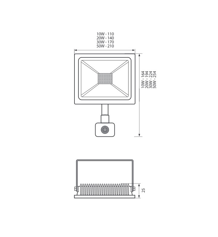 Прожектор LED 10W, със сензор