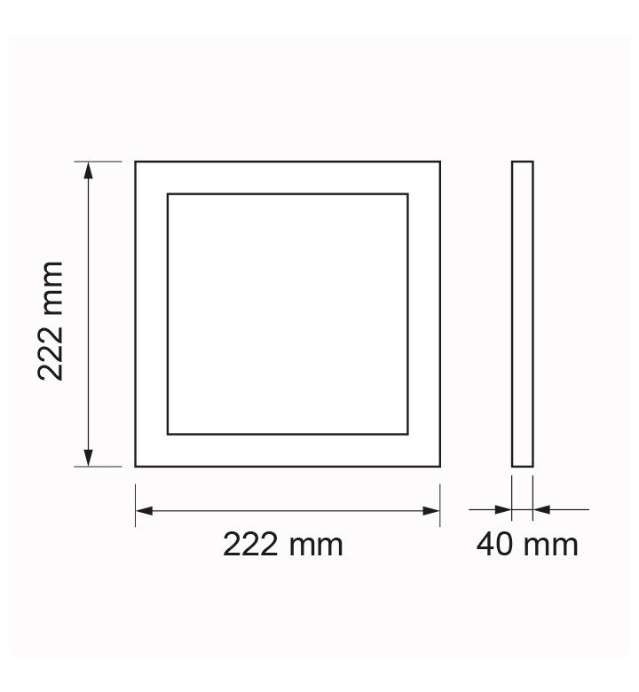 LED панел за външен монтаж, квадрат, 18W, SMD2835, неутрална светлина