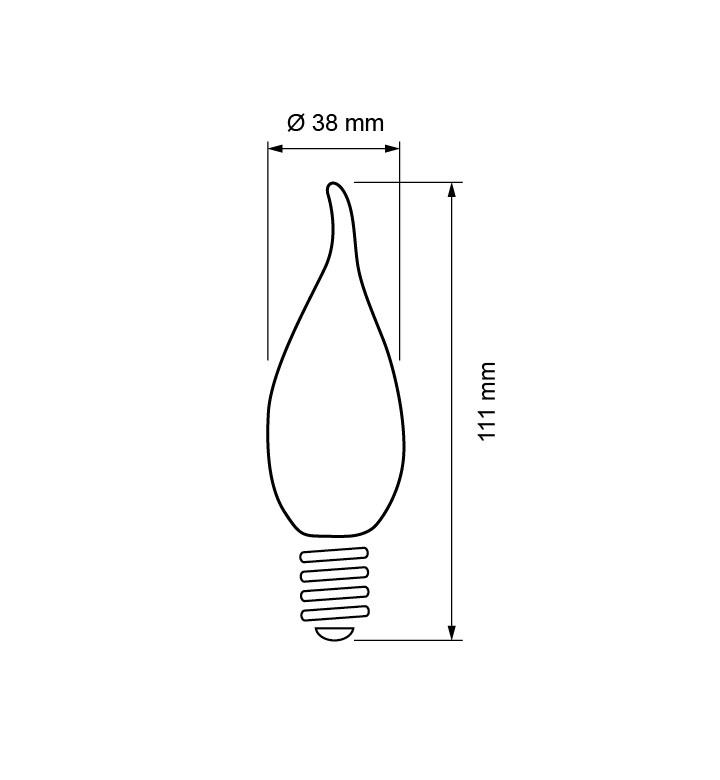 LED Пламък 2W/E14/4200K/220V неутрална светлина SMD3528