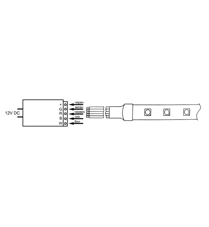 LED лента, RGB+бяла, 12V, 14.4W / m