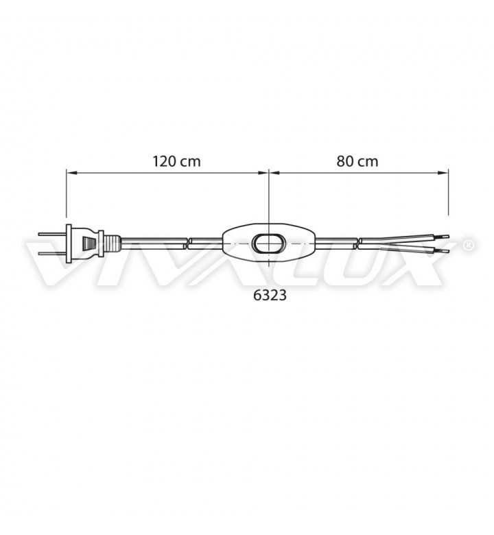 Кабел с прекъсвач и щепсел CN/6323/12/8 черно
