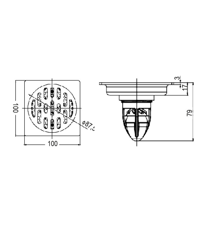 Сифон квадратен, MAGDRAIN inox мат, PC 30Q50 - B