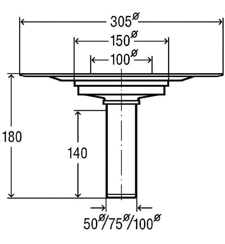 Сифон за балкон Advantix, ф 75, 100 x 100 mm