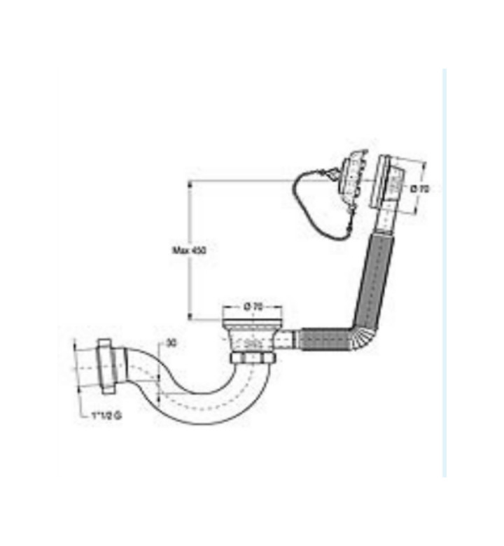 Автоматичен сифон за вана пластмасов 1 1/2 - ф 70 mm бял