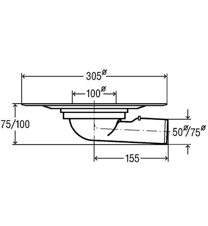 Сифон за балкон Advantix, ф 75, 305 mm