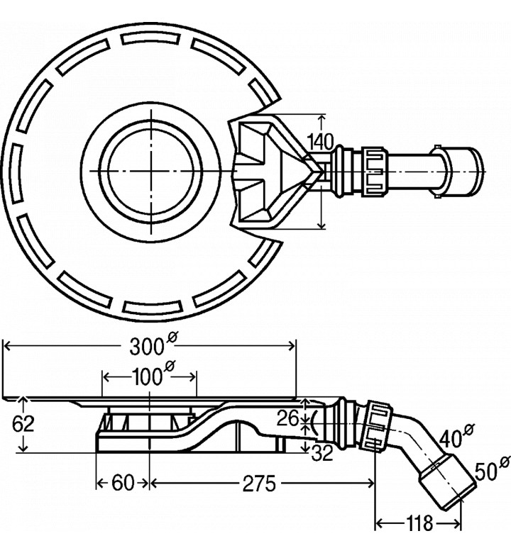 Основа за сифон, ниска - 62 mm, без наставка и решетка, Viega Advantix, 687687