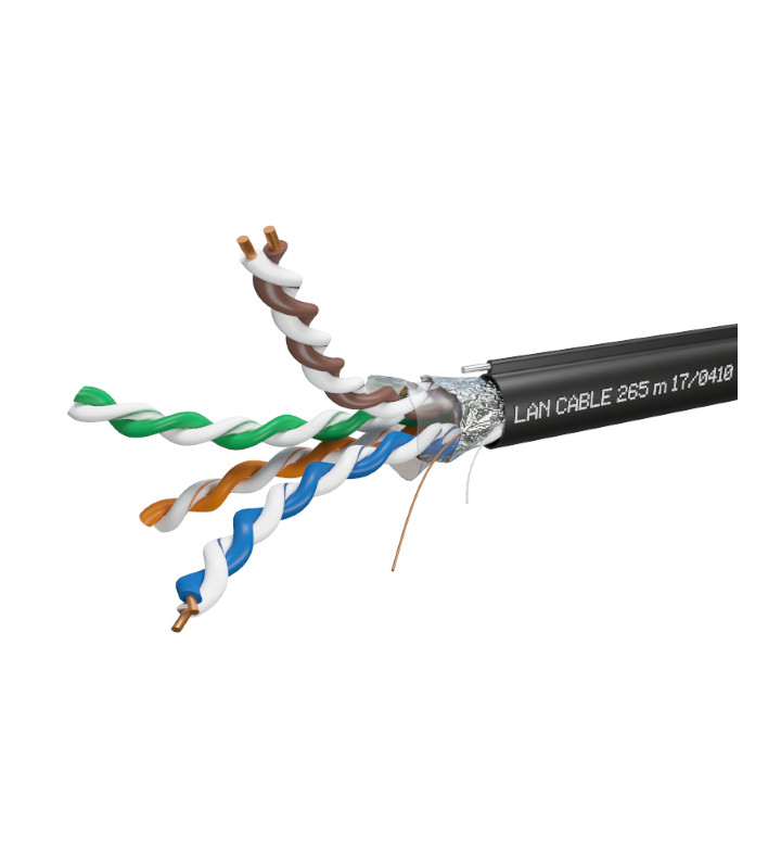 Кабел FTP 4х2х24 AWG Cu (мед) Cat 5E UV с проволка