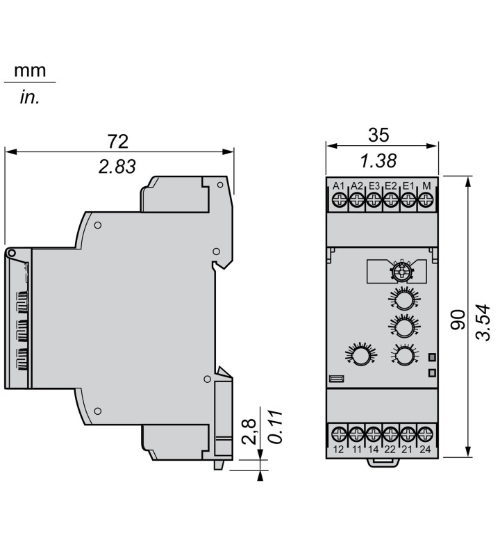 Модулно реле за контрол на нивото на течността, 5 A, 2 CO, 24-240 V, AC/DC