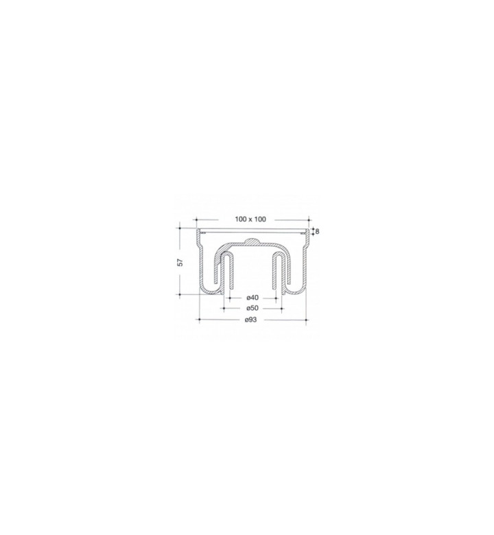 Сифон за под с квадратна решетка 100 x 100 mm, оттичане ф 40/50 mm